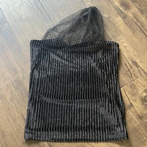 Black velvet and mesh top